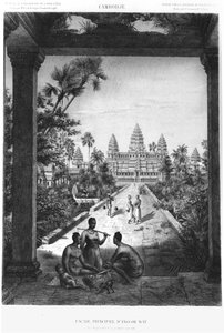 Hlavní průčelí Angkor Wat, ilustrace z Atlas du voyage exploration en Indochine, 1866-68, Doudart de Lagree, vydáno 1873, Paříž, Hachette od French School