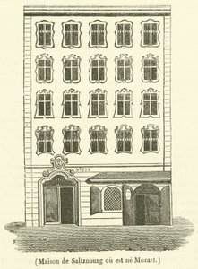 Saltzburg dům, kde se narodil Mozart (rytina) od French School