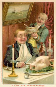 Muž jí večeři (chromolitho) od French School