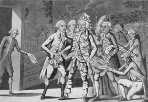 Muž v přidělencích:... skupina zástupců hledajících Brissotera“ (Jacques Pierre Brissot de Warville 1754-1793) Anonym. Tisk. 1791 od French School