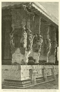Mandapam ze sta sloupů, v Condjeveram (rytina) od French School