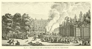 Papežská figurína upálená v Palais-Royal, 16. dubna 1791, podle Bertaulta od French School