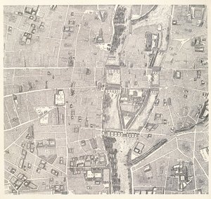 Mapa Paříže zobrazující Île de la Cité, z Atlasu Paříže od Jean de la Caille, 1714