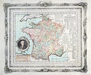 Mapa regionů a okresů Francie, známá jako Carte de Necker, 1789