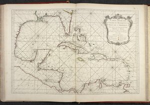 Mapa zobrazující Mexický záliv, Zmenšená mapa Mexického zálivu a ostrovy Ameriky od French School