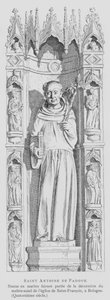 Mramorová socha svatého Antonína Paduánského, bazilika svatého Františka, Bologna, Itálie (litho) od French School