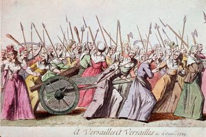 Pochod žen ve Versailles, Paříž, 5. října 1789 (rytina) od French School