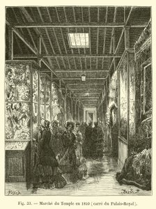 Marche du Temple v roce 1840, náměstí Palais-Royal od French School