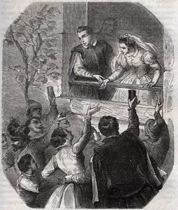 Sňatek Martina Guerra (kolem 1524) a Bertrande de Rols v Artigatu (Ariege) dne 15. května 1539. Rytina z roku 1871 v „Histoire Des Cocuses Celebres““ od Henryho de Kocka (1819-1892). od French School