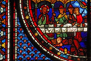 Mary Magdalene window: Mary at Simons house (w46) od French School