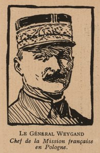 Maxime Weygand, francouzský generál a člen spojenecké mise vyslané na podporu druhé polské republiky během polsko-sovětské války v roce 1920 (litografie) od French School