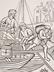 Měření soli podle dřevorytu v „Ordonnances de la Prevoste des Marchands de Paris“, 1500, z „Le Moyen Age et La Renaissance“ od Paula Lacroixe (1806-84) vydaného v roce 1847 od French School