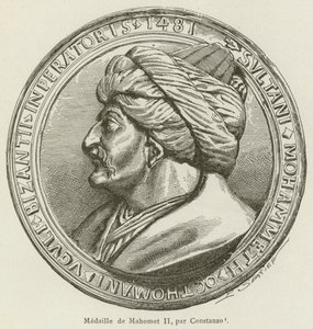 Medaile Mahometa II, od Constanza (rytina) od French School