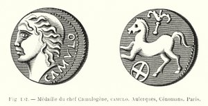 Medaile náčelníka Camulogene, Camulo, Aulerques, Cenomans, Paris (rytina) od French School