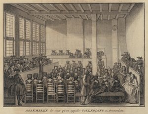Setkání kolegiantů v Amsterdamu, Nizozemsko (rytina) od French School