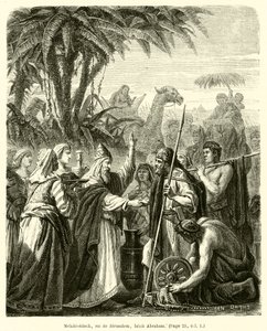 Melchisedech, roi z Jeruzaléma, benit Abraham (rytina) od French School