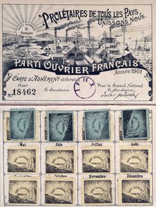 Členský průkaz Francouzské dělnické strany za vedení Julese Guesdeho (1845-1922) 1901 od French School