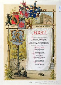 Menu, možná z Le Bernois, 14. ledna 1888 od French School