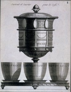 Kovové zpracování: kávová souprava se lžičkami a držákem na cukr, 1780-96 od French School