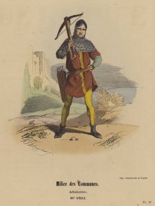 Milice of the Communes, Arbalestrier, XIIth Century (barevná rytina) od French School