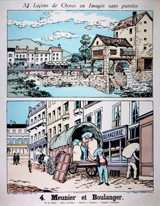 Miller and Baker, ilustrace z učebnice základní školy, kolem roku 1900 (barevné lito) od French School