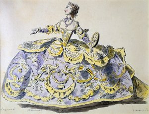 Slečna Laguerre jako Fortune, faksimile A. Guillaumot fils (ručně kolorovaná rytina) od French School