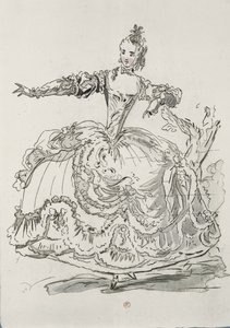 Slečna Puvigne jako Živá socha, v Pigmalion, libreto od Lamotte, složil Jean-Philippe Rameau (1683-1764) 1748 (barevná rytina) od French School