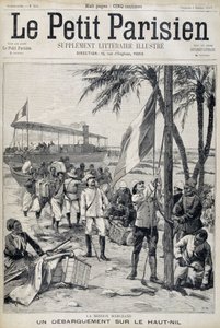 Mise Marchand: vylodění na horním Nilu – v „Le Petit Parisien““ z 2.10.1898 (rytina) od French School