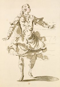 Monsieur Jeliotte jako Pygmalion, v Bygmalion, libreto Lamotte, složil Jean-Philippe Rameau (1683-1764) 1748 (barevná rytina) od French School