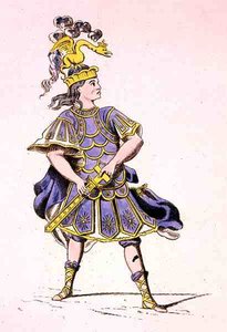Pan Le Kain jako Achilles v Ifigenii v Aulidě, Jean Racine (1639-99) 1679 (barevná rytina) od French School