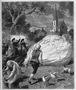 Aerostatický balón monsieur de Montgolfier spadl do Gonesse (Val-d