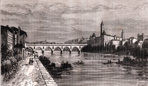 Montauban - Languedoc-Roussillon-Midi-Pyrenees - rytina v „La France illustree: geografie, historie, statistická správa“ od V.-A. Sladově hnědá. 1884 od French School