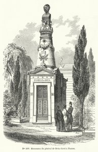 Památník v Nantes francouzskému generálu Jeanu Baptistovi Fidele Breaovi, popravenému revolucionáři během červnového povstání v Paříži v roce 1848 (rytina) od French School