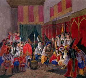 Maurská svatba v Alžírsku, asi 1840-45 (čb na papíře) od French School