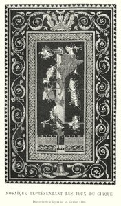 Mozaika představující cirkusové hry, objevená v Lyonu 18. února 1806 (rytina) od French School