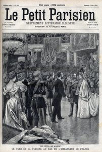 Moskevské oslavy: ruský car Mikuláš II. (1868-1918) a carevna Alexandra Fiodorovna Romanova (1872-1918) na plese francouzského velvyslanectví v „Le petit Parisien““ od French School