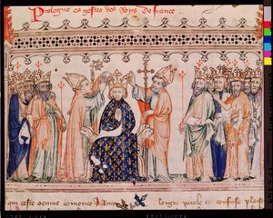 Paní 1469 f.1 Vysvěcení Filipa III. le Bolda (1245-85) francouzského krále, z Grandes Chroniques de France, 1375-79 od French School