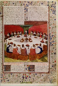 Paní Fr. 112 f.5 Zjevení Svatého Grálu, z Queste del Saint Graal, kolem roku 1470 od French School