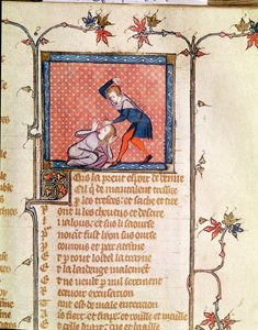 Ms 1126 f.66r The Violence of Žárlivost, od Romana de la Rose c.1487-95) od French School