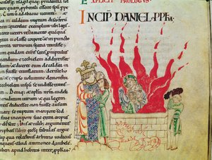 Ms 12-15 t.3 f.64 The Children in the Furnace, from Bible of Etienne Harding