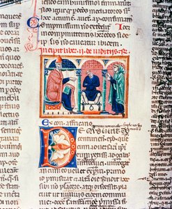Ms 150 f.61v A Judgement, from Decrets de St. Gregoire IX od French School
