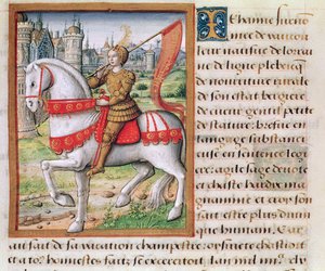 Ms 17 f.76 Johanka z Arku z Vie des Femmes Celebres, kolem roku 1505 od French School