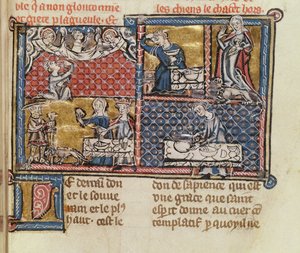 Ms 1895 fol.149 Strana z knihy proti francouzským neřestem a ctnostem od French School