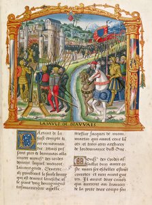 Ms 18 f.92r Obléhání Beauvais Charlesem le Temerairem, vévodou z Burgundska, 27. června 1472, z Memoárů Philippa z Commines (1445-1509) od French School