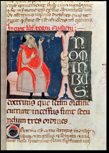 paní 2046 fol. 261 Vědec, ilustrace na začátku Komentáře Alibena Rhodonana k Ars Parva od Galena (c.130-c.201) od French School