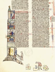 Ms 21 f.167v Stavba věže od French School