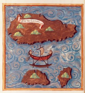 Ms 24224 Fol.20v Mapa Ladronských ostrovů z vyprávění o cestě Ferdinanda Magellana