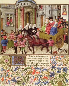 Paní 2617 Theseus dělá triumfální vstup do Athén z La Teseida od Giovanniho Boccaccia (1313-75) 1340-41 od French School