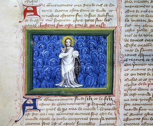 Ms 313 Bůh obklopený anděly, z Bible des Grands Augustins od French School