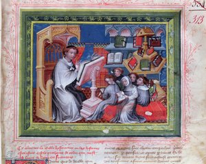 Ms 313 School Scene, z Bible des Grands Augustins, 1494 od French School
